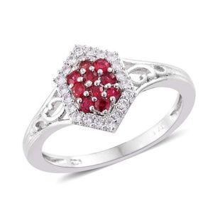 Burmese Red Spinel, Cambodian Zircon Platinum Ring